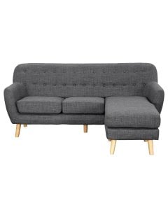 Gianna Tufted Tight Back Sofa with Chaise (Left) by Sarantino - Dark Grey