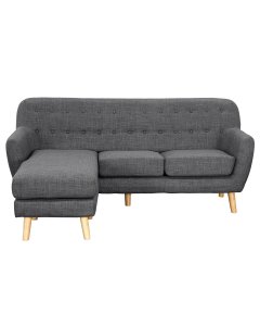 Gianna Tufted Tight Back Sofa with Chaise (Right) by Sarantino - Dark Grey