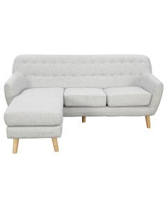 Gianna Tufted Tight Back Sofa with Chaise (Right) by Sarantino - Light Grey