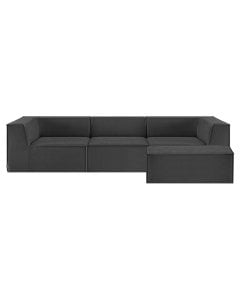 Sarantino Novi 3-Seater Modular Sofa with Ottoman in Black Non-Slip Bottom Lounge