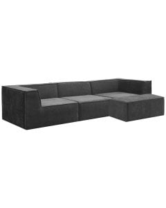 Sarantino Novi 3-Seater Modular Sofa Ottoman Charcoal Black Non-Slip Bottom Lounge
