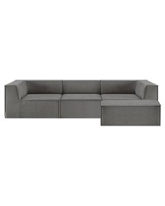 Sarantino Novi 3-Seater Modular Sofa with Ottoman in Grey Non-Slip Bottom Lounge