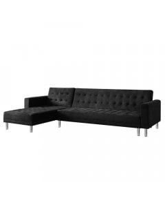 Vera Modular Tufted Suede Sofa Bed with Chaise by Sarantino - Black