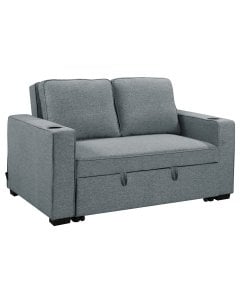 Sarantino Hoffman Linen Sofa Bed with Cushions & Cup Holders Dark Grey