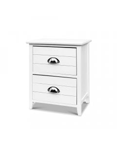 2x Bedside Table 2 Drawers Storage Cabinet Bedroom Side White