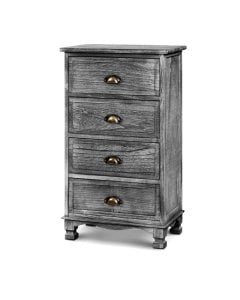 Bedside Tables Drawers Cabinet Vintage 4 Chest of Drawers Grey