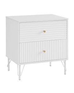 Sarantino Diego Bedside Table Night Stand with 2 Drawers - White