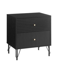 Sarantino Diego Bedside Table Night Stand with 2 Drawers - Black