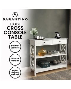 Sarantino Eloise Cross Console Table - White