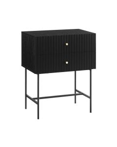 Sarantino Arden Fluted 2-Drawer Bedside Table Night Stand - Black