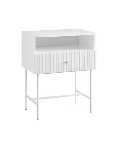 Sarantino Cecil Slender Fluted Bedside Table - White