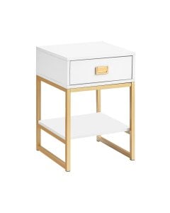 Sarantino Alessia Bedside Table - White/Gold