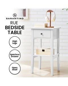 Sarantino Rue Bedside Table in White