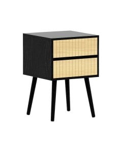 Sarantino Ivan Bedside Table Night Stand - Black/Natural