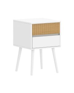 Sarantino Clio Bedside Table Night Stand - White/Natural