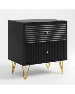 Sarantino Diego Bedside Table Night Stand with 2 Drawers - Black
