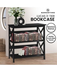 Sarantino Lucas 3-Tier Bookshelf Display Rack in Black