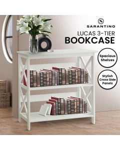 Sarantino Lucas 3-Tier Bookshelf Display Rack in White