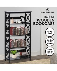 Sarantino Daphne 5-Tier Cross Panel Bookshelf