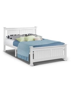 Queen Size Wooden Bed Frame Kids Adults Timber - White