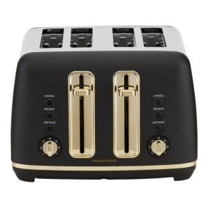 Morphy Richards Ascend 4 slice toaster in black and soft gold