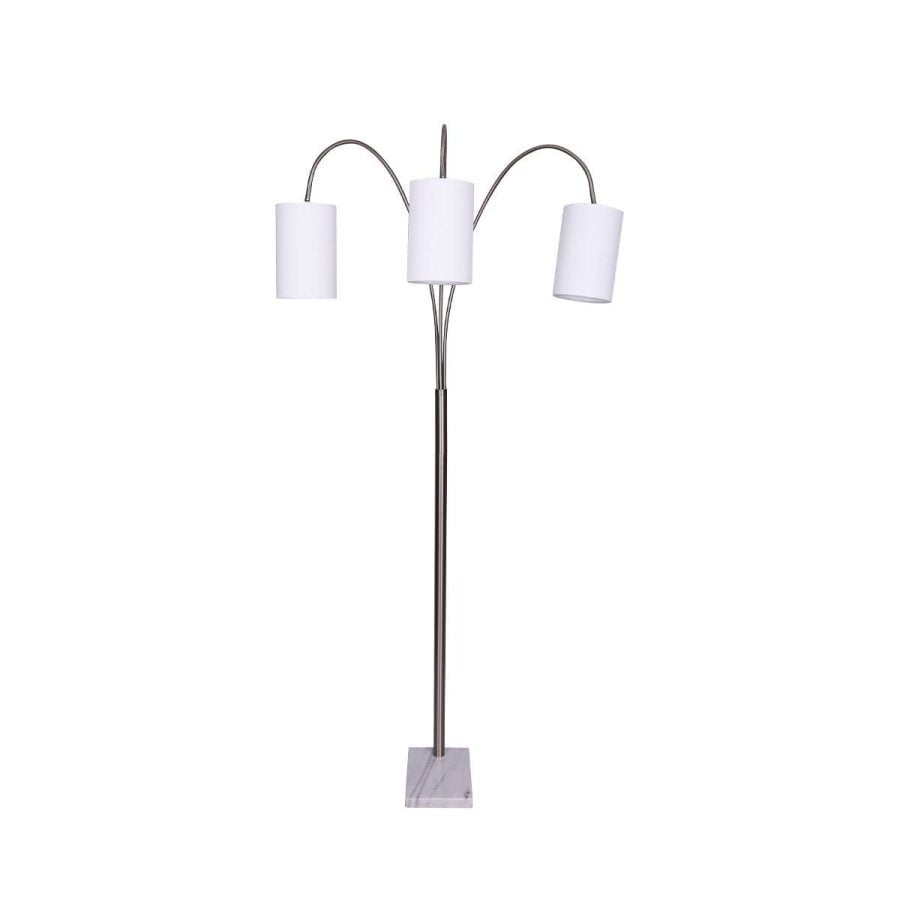 Three-light arc floor lamp with marble base